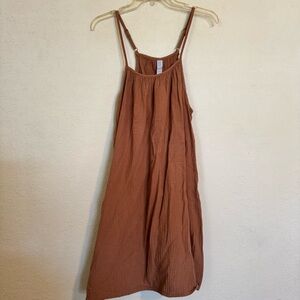 Rust Brown Spaghetti Strap Midi Dress